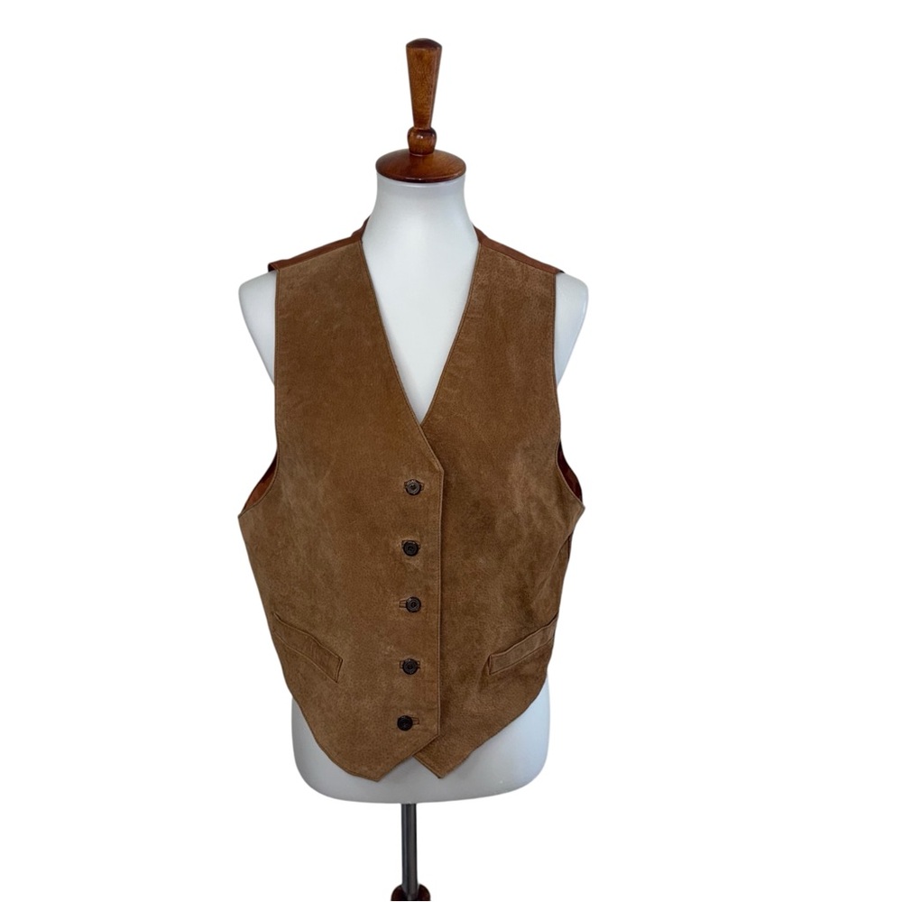 Vintage The Dual Control Brand by Outdoor Tradition Leather Vest Brown Large